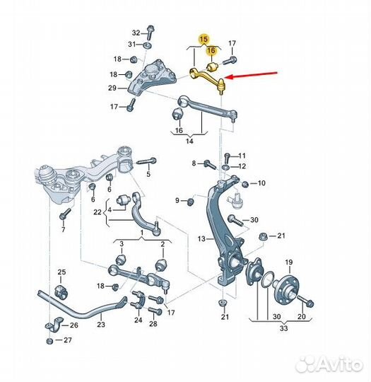 Рычаг подвески передний левый Audi A6 C6 BDW 2.4