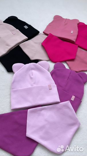 Шапка и снуд в рубчик новая