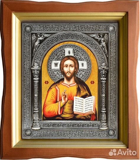 Икона - Спаситель. Серебрение