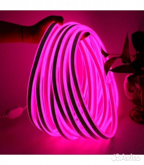 Гибкий неон 220В, 8 на 16. IP67. Розовый