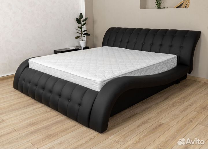 Кровать 200х200 черный экокожа мадрид