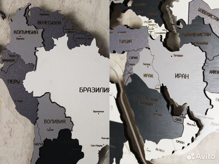 Деревянная карта мира на стену