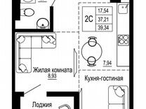 2-к. квартира, 39,4 м², 22/26 эт.