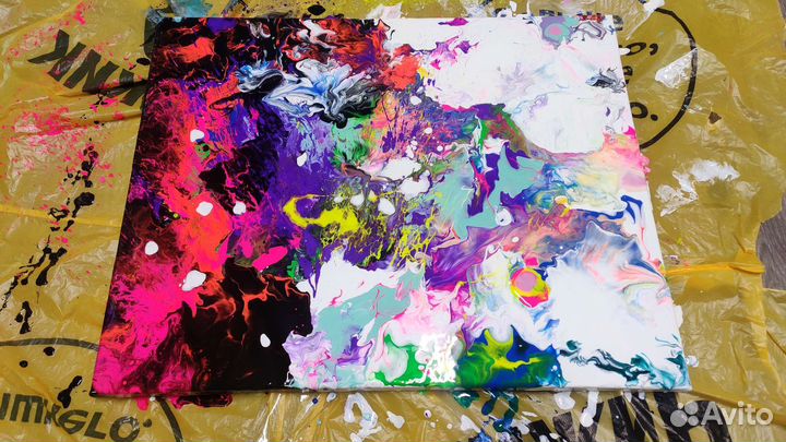 Картинп абстракция, Fluid art, холст 40х50, акрил