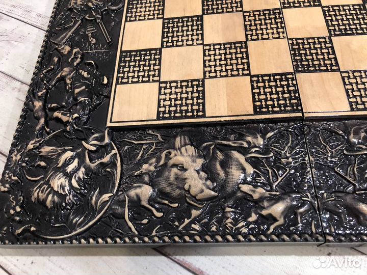 Нарды шахматы шашки 3 в 1 Лихие Охота на кабана (к