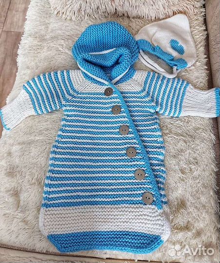 Вязаный конверт для новорожденного ребенка