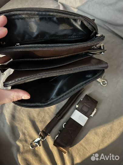 Мужская сумка эко кожа через плече коричневая