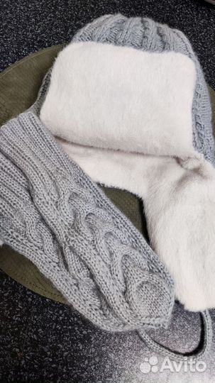 Шапка ушанка и варежки комплект