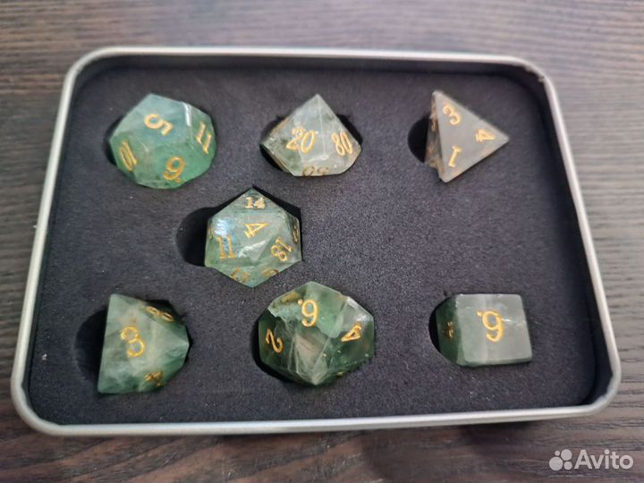 Кости игральные, дайсы, кубики для днд (флюорит)
