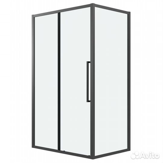 Душ перегородка 90x195 см, черн мат, прозрачн сте