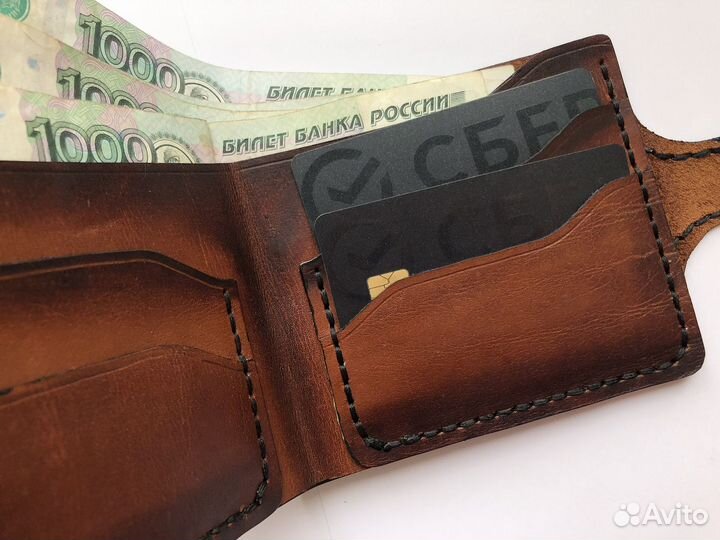 Кошелек мужской кожаный ручной работы