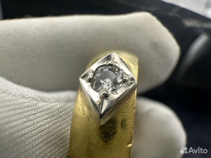 Антикварное золотое кольцо 92 пробы с бриллиантом