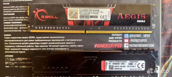 DDR4 16Гб G.skill Aegis DDR4 3000 (3333) cl15