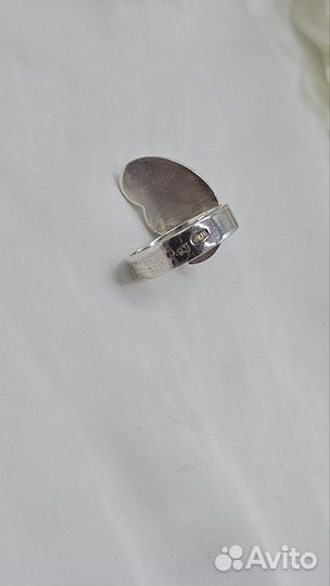 Винтажное сер. кольцо иск. турмалином СССР р.17