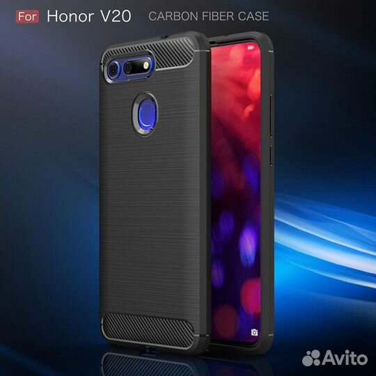 Honor V20 View20 чехол Карбон+ черный цветной
