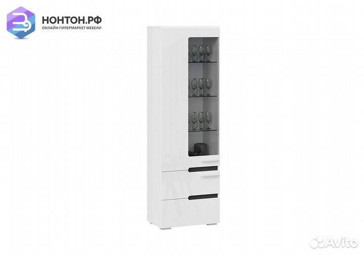 Шкаф для посуды Фьюжн белый глянец / белый