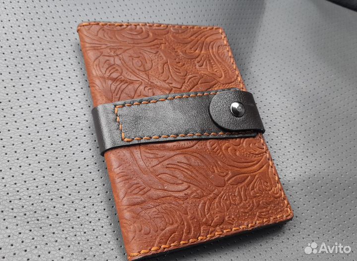 Обложка для автодокументов натуральная кожа