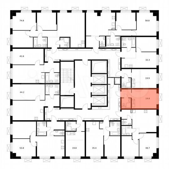 Квартира-студия, 19,8 м², 22/23 эт.