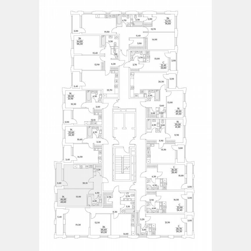 1-к. квартира, 75,7 м², 11/13 эт.