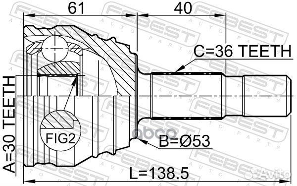 Шрус наружный 30X53X36 2310029 Febest
