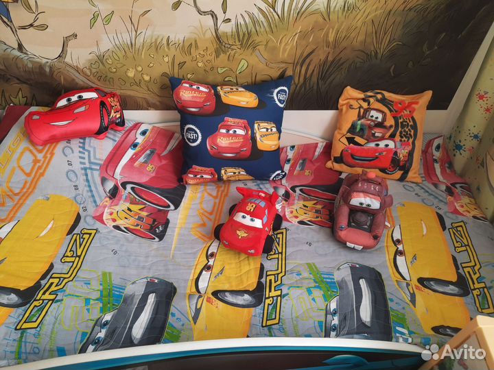 Плед покрывало 150 200 тачки и подушки