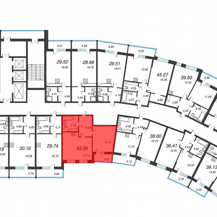 1-к. квартира, 44,8 м², 14/22 эт.