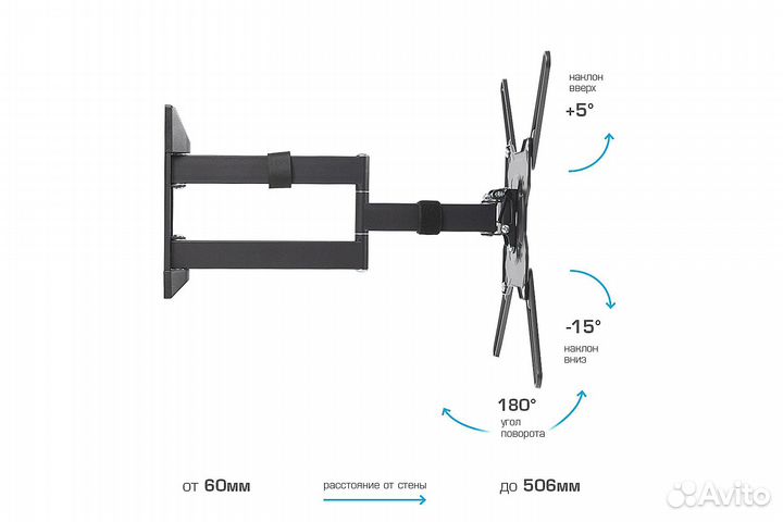 Настенный кронштейн для тв kromax optima-406 grey