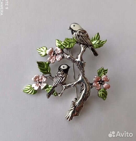 Брошь Райские птички. замок.Новые