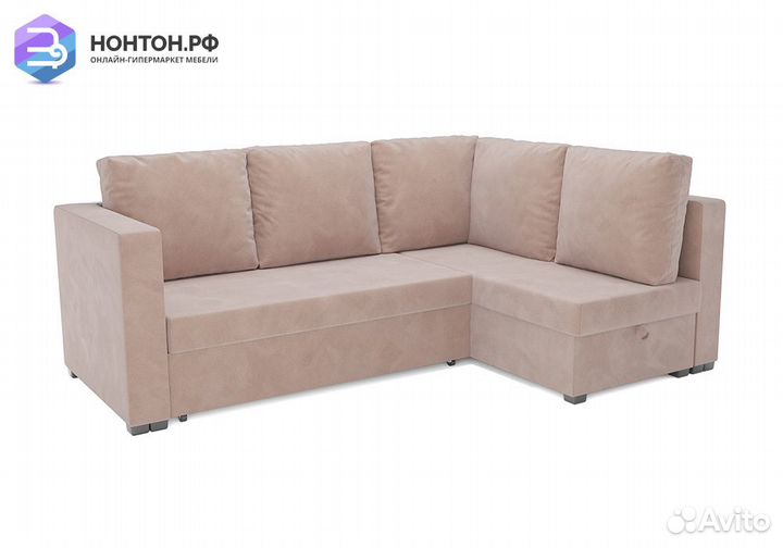 Угловой диван дельфин Мансберг микровелюр бежевый