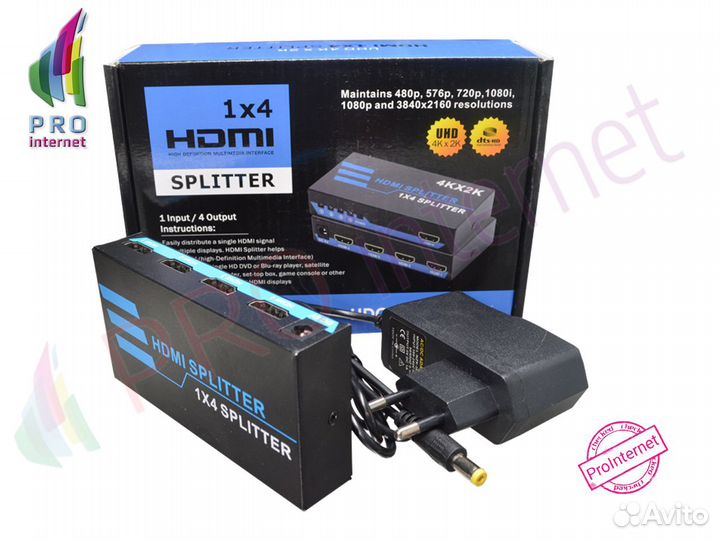 Hdmi Splitter (разветвитель) 1 вход 4 выхода