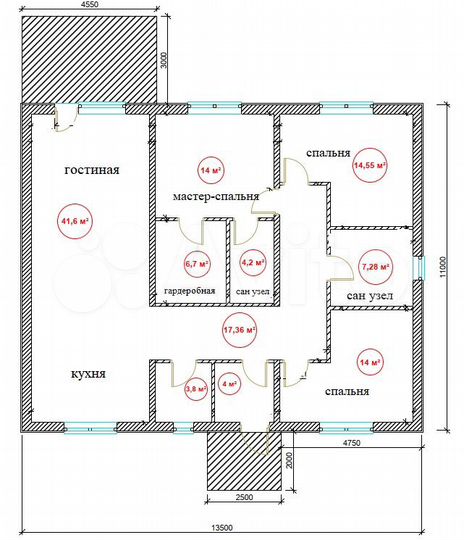 Коттедж 154 м² на участке 7,5 сот.