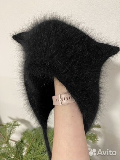 Чепчик с ушками из пуха норки