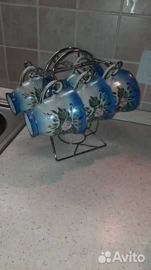 Сервис чайный с лепниной роз 10 предметов