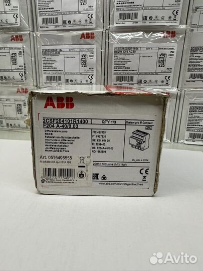 Узо ABB F204 A-40/0,03 Тип А - 3Ф