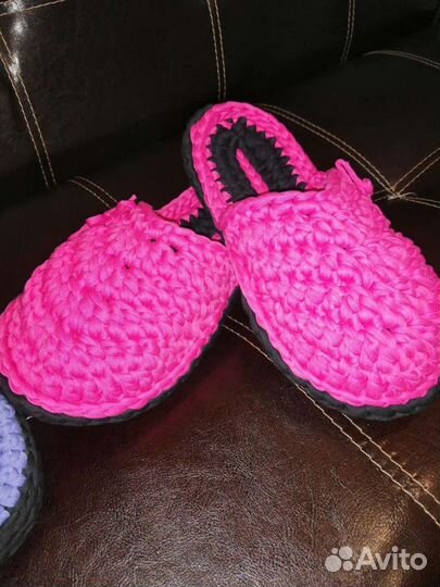 Домашние тапочки вязаные