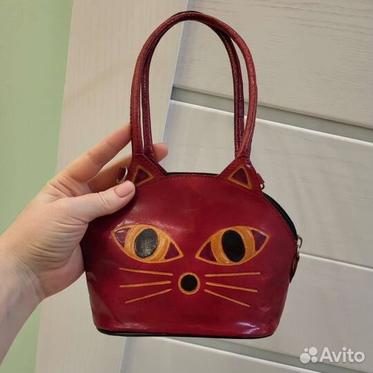 Детская кожаная сумка кошка