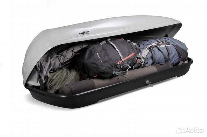 Автобокс на крышу бокс чёрный глянец объём 440 л