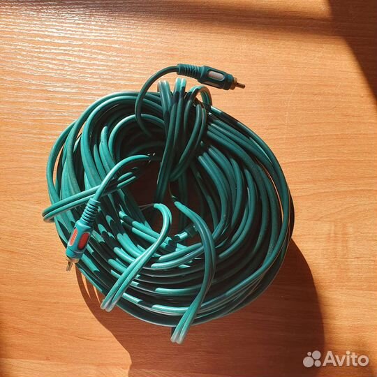 Кабель провод jack 3.5 2 rca 10м тюльпан