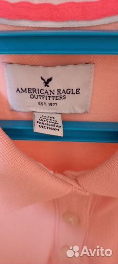 Лососевое поло american eagle размер m