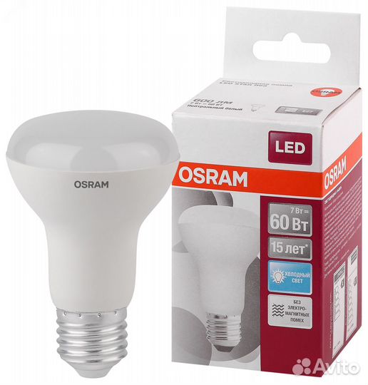 Лампочка osram, E27, 8втнейтральный свет, 5 шт