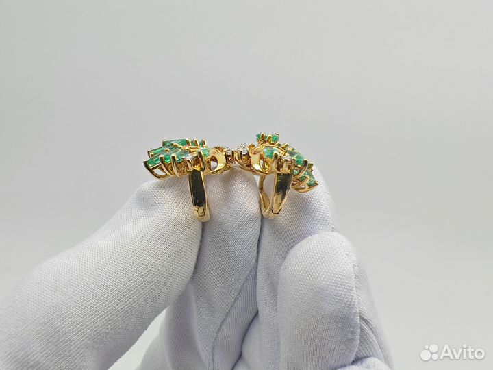 Золотые Серьги 750 пробы с бриллиантами. Рассрочка