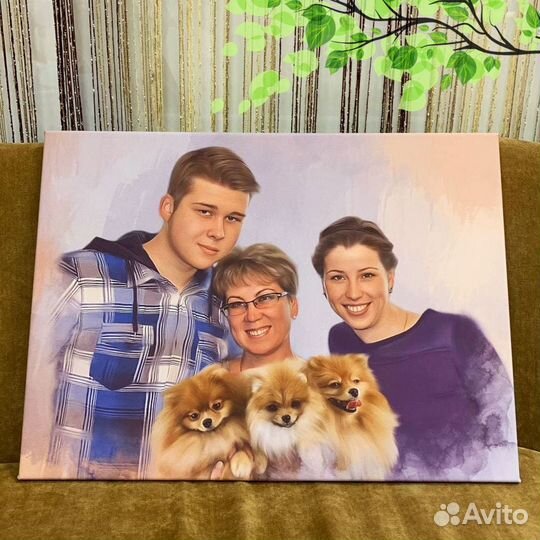 Портрет по фото на холсте на День рождения