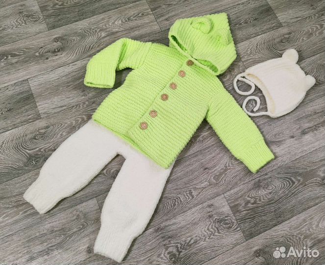 Плюшевый вязаный костюм ручная работа