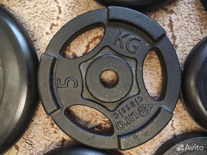 Штанга с блинами, гантеля с блинами