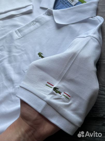 Поло Lacoste белое р.48,50,52,54,56