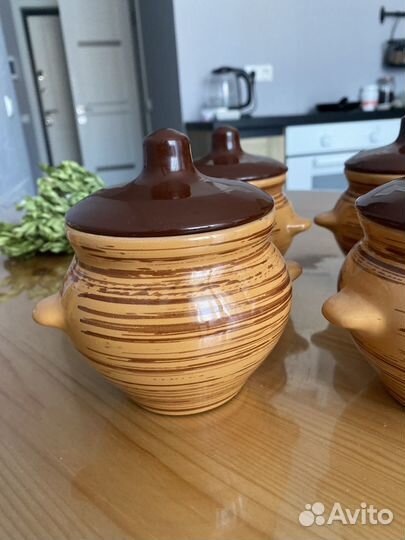 Керамические горшки для запекания 4 шт