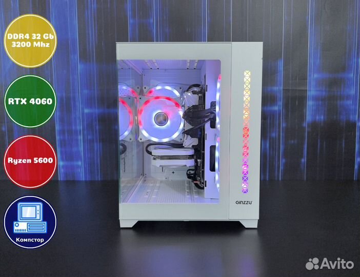 Мощный игровой пк AMD5600-RTX4060-32DDR4-ZCT39-A520