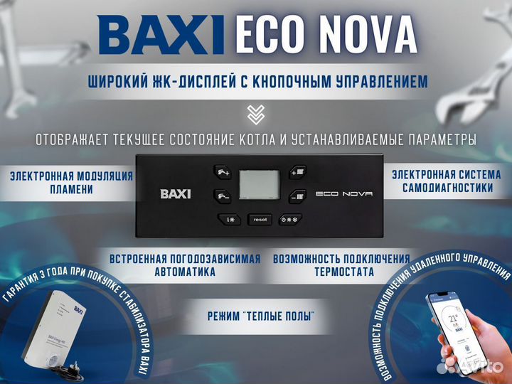 Котел газовый настенный Baxi ECO Nova 31F (Новый)