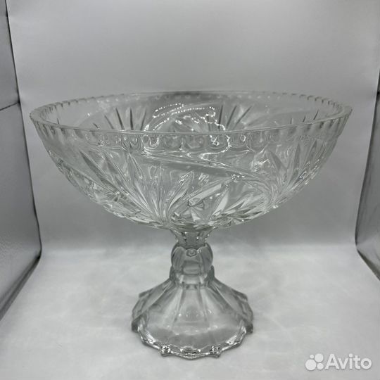 Ваза конфетница Толстое резное стекло СССР (сзр)