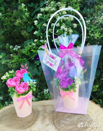 Букет из мыла с птичкой